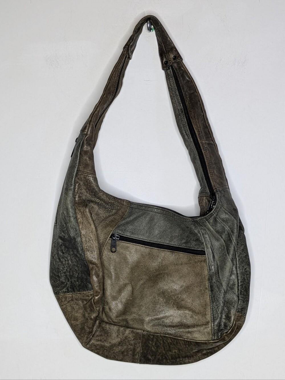 Vintage Green Patchwork Small Leather Shoulder Bag - Picture 5 of 10